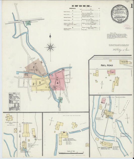 Sanborn Fire Insurance Map from Jordan, Onondaga County, New York (1890), Sheet #0001 - Complete Map Set gallery image, historic Sanborn map, vintage wall art, New York New York