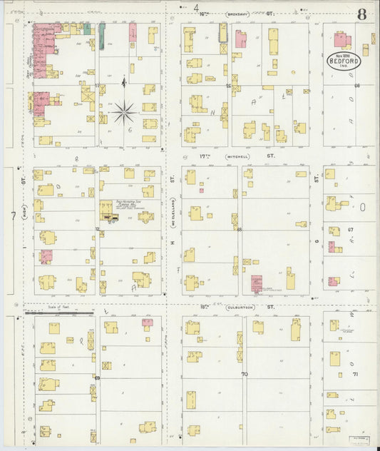 Sanborn Fire Insurance Map from Bedford, Lawrence County, Indiana (1898), Sheet #0008 - Historic Sanborn Fire Insurance Map Print, vintage old map wall art, antique decor, genealogy gift, Indiana Indiana map