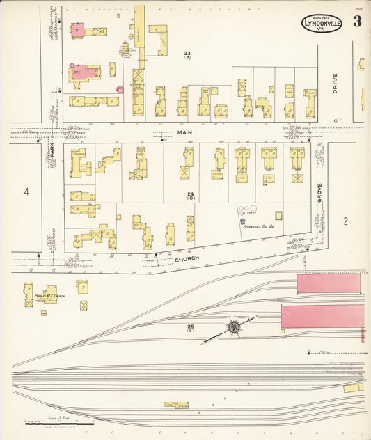 Sanborn Fire Insurance Map from Lyndonville, Caledonia County, Vermont (1922), Sheet #0003 - Historic Sanborn Fire Insurance Map Print, vintage old map wall art, antique decor, genealogy gift, Vermont Vermont map