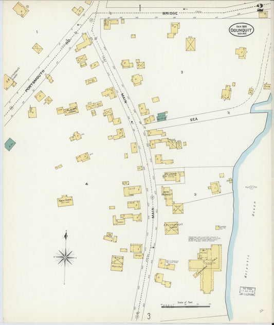 Sanborn Fire Insurance Map from Ogunquit, York County, Maine (1906), Sheet #0002 - Historic Sanborn Fire Insurance Map Print, vintage old map wall art, antique decor, genealogy gift, Maine Maine map