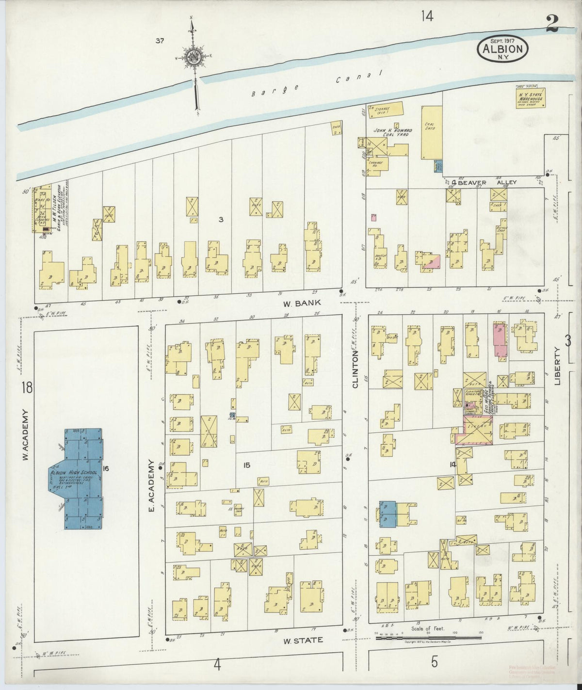 Sanborn Fire Insurance Map from Albion, Orleans County, New York (1917), Sheet #0002 - Complete Map Set gallery image, historic Sanborn map, vintage wall art, New York New York