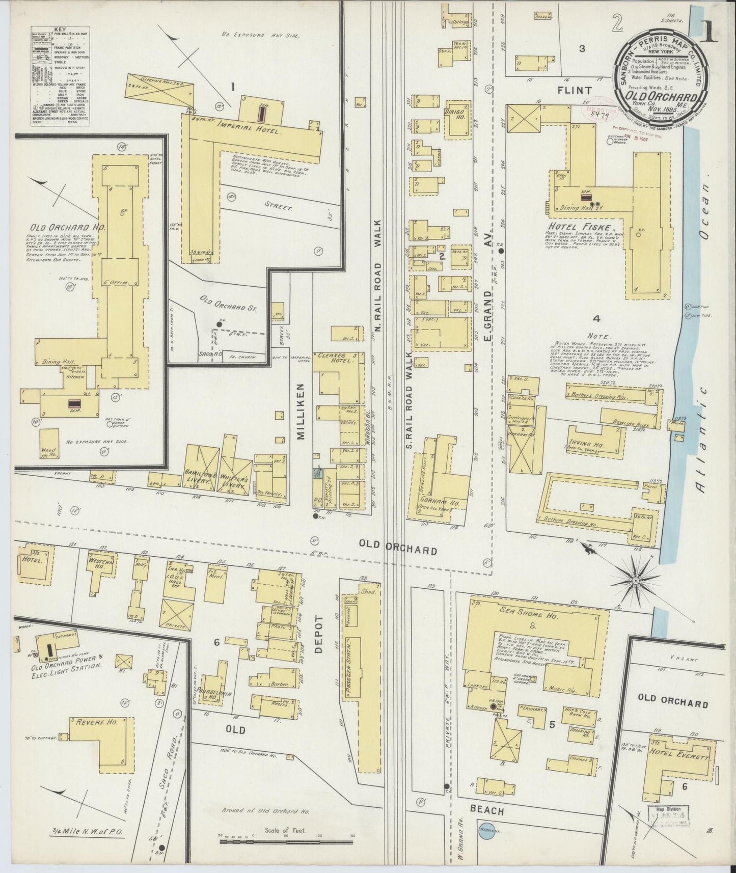 Sanborn Fire Insurance Map from Old Orchard, York County, Maine. (1895) – Historic Sanborn Fire Insurance Map Print