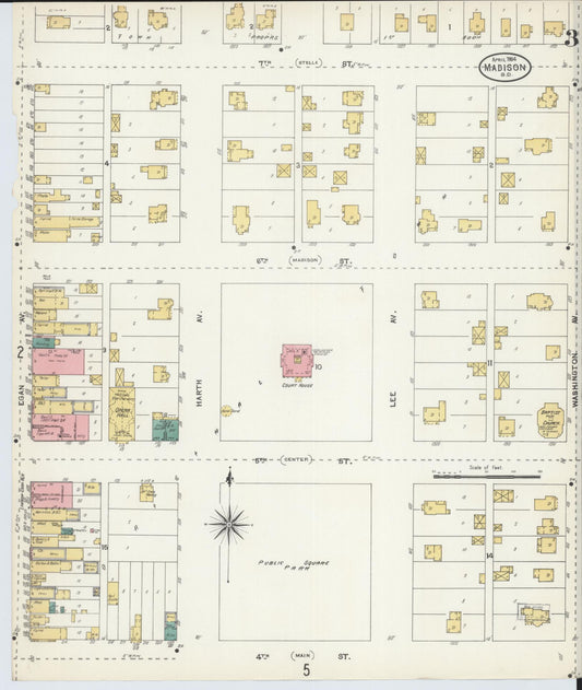 Sanborn Fire Insurance Map from Madison, Lake County, South Dakota (1904), Sheet #0003 - Historic Sanborn Fire Insurance Map Print, vintage old map wall art, antique decor, genealogy gift, South Dakota South Dakota map