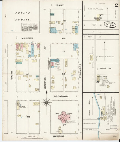 Sanborn Fire Insurance Map from Iola, Allen County, Kansas (1884), Sheet #0002 - Complete Map Set gallery image, historic Sanborn map, vintage wall art, Kansas Kansas