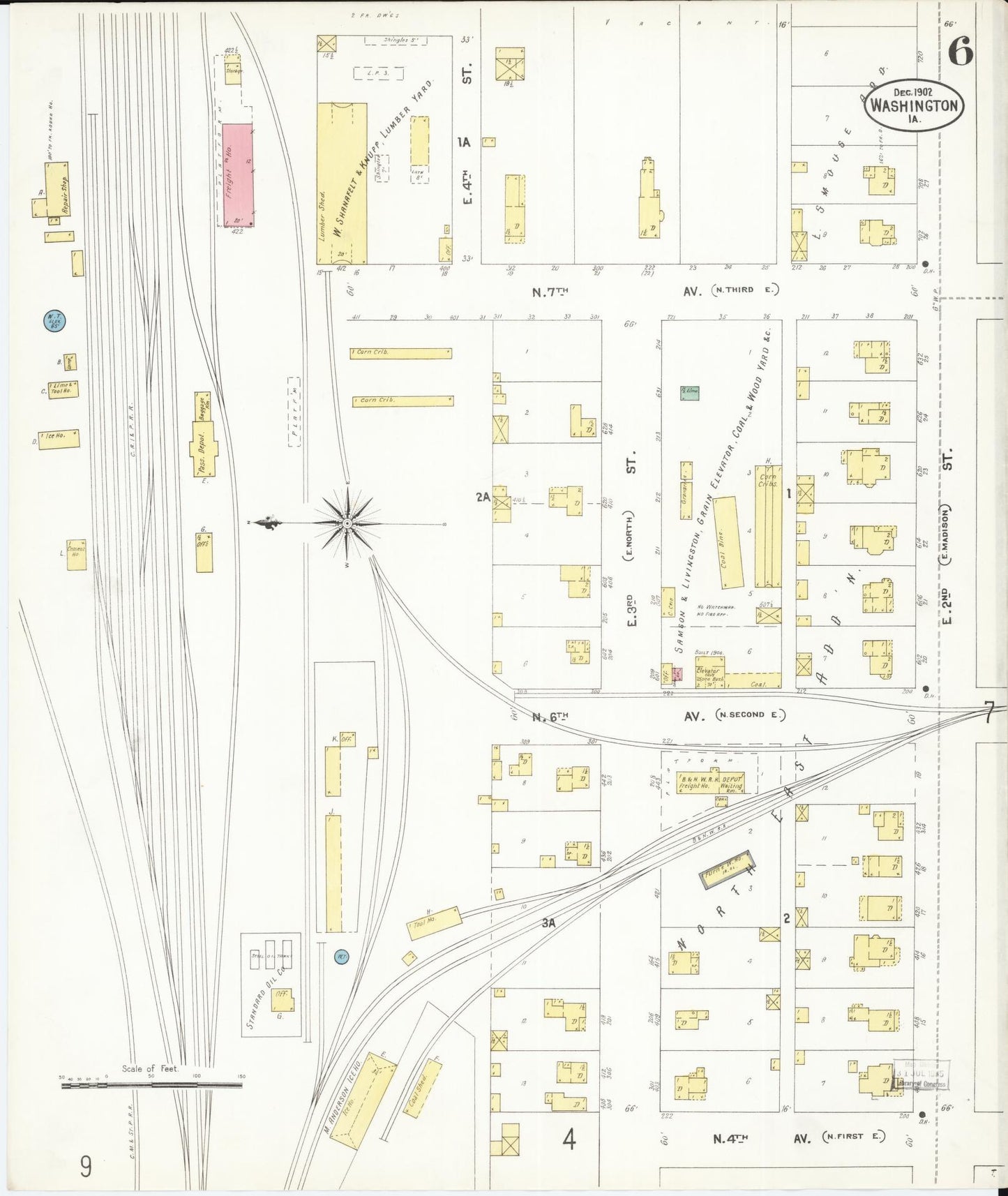 Sanborn Fire Insurance Map from Washington, Washington County, Iowa (1902), Sheet #0006 - Historic Sanborn Fire Insurance Map Print