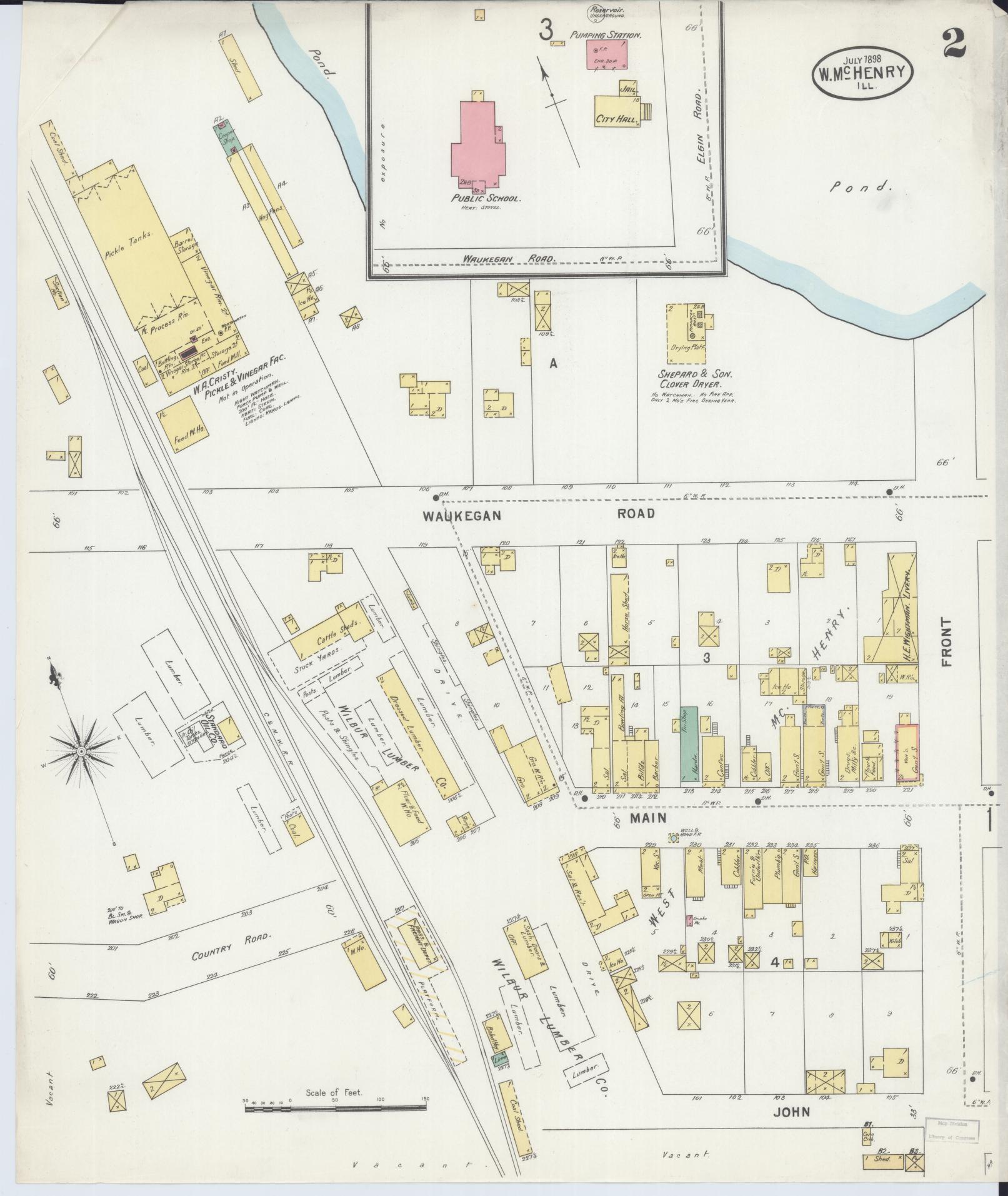 Sanborn Fire Insurance Map from McHenry, McHenry County, Illinois (1898), Sheet #0002 - Complete Map Set gallery image, historic Sanborn map, vintage wall art, Illinois Illinois