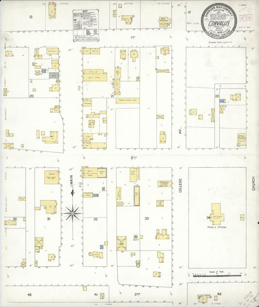 Sanborn Fire Insurance Map from Corvallis, Ravalli County, Montana (1909), Sheet #0001 - Historic Sanborn Fire Insurance Map Print, vintage old map wall art, antique decor, genealogy gift, Montana Montana map