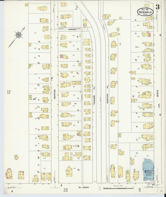 Sanborn Fire Insurance Map from Norwalk, Huron County, Ohio (1911), Sheet #0003 - Historic Sanborn Fire Insurance Map Print, vintage old map wall art, antique decor, genealogy gift, Ohio Ohio map
