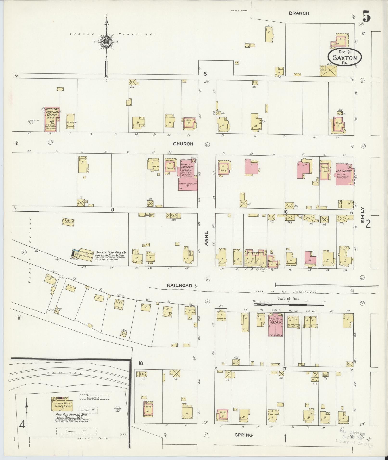 Sanborn Fire Insurance Map from Saxton, Bedford County, Pennsylvania (1911), Sheet #0005 - Complete Map Set gallery image, historic Sanborn map, vintage wall art, Pennsylvania Pennsylvania