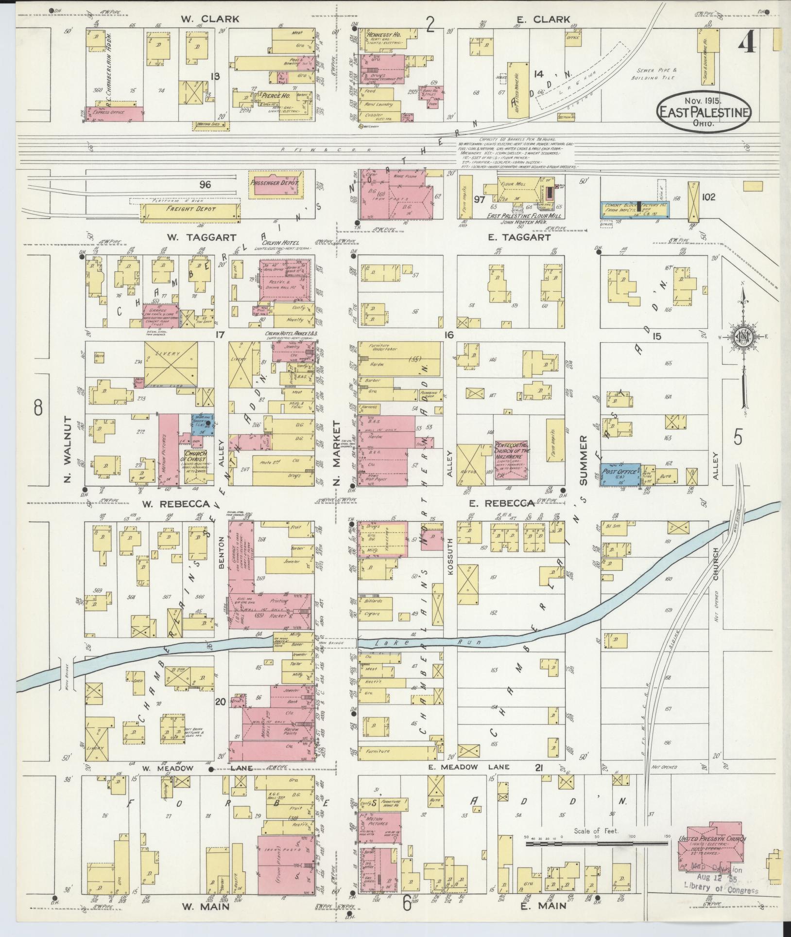 Sanborn Fire Insurance Map from East Palestine, Columbiana County, Ohio (1915), Sheet #0004 - Complete Map Set gallery image, historic Sanborn map, vintage wall art, Ohio Ohio