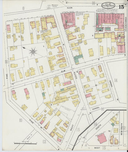Sanborn Fire Insurance Map from Glens Falls, Warren County, New York (1895), Sheet #0015 - Complete Map Set gallery image, historic Sanborn map, vintage wall art, New York New York