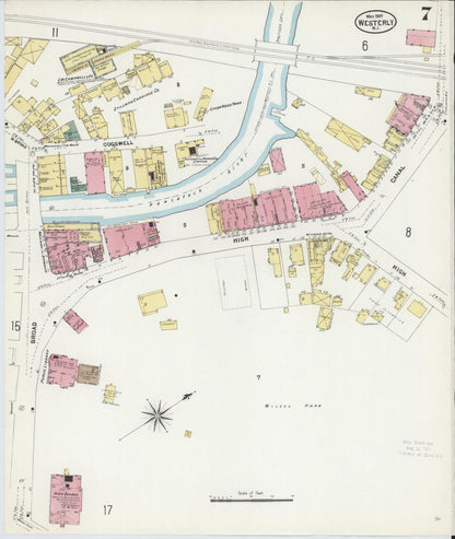 Sanborn Fire Insurance Map from Westerly, Washington County, Rhode Island (1907), Sheet #0007 - Complete Map Set gallery image, historic Sanborn map, vintage wall art, Rhode Island Rhode Island