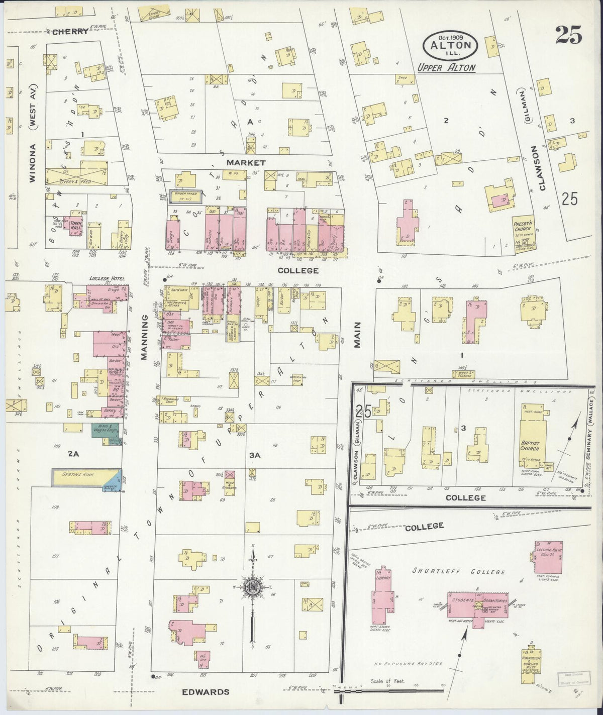 Sanborn Fire Insurance Map from Alton, Madison County, Illinois (1909), Sheet #0025 - Complete Map Set gallery image, historic Sanborn map, vintage wall art, Illinois Illinois