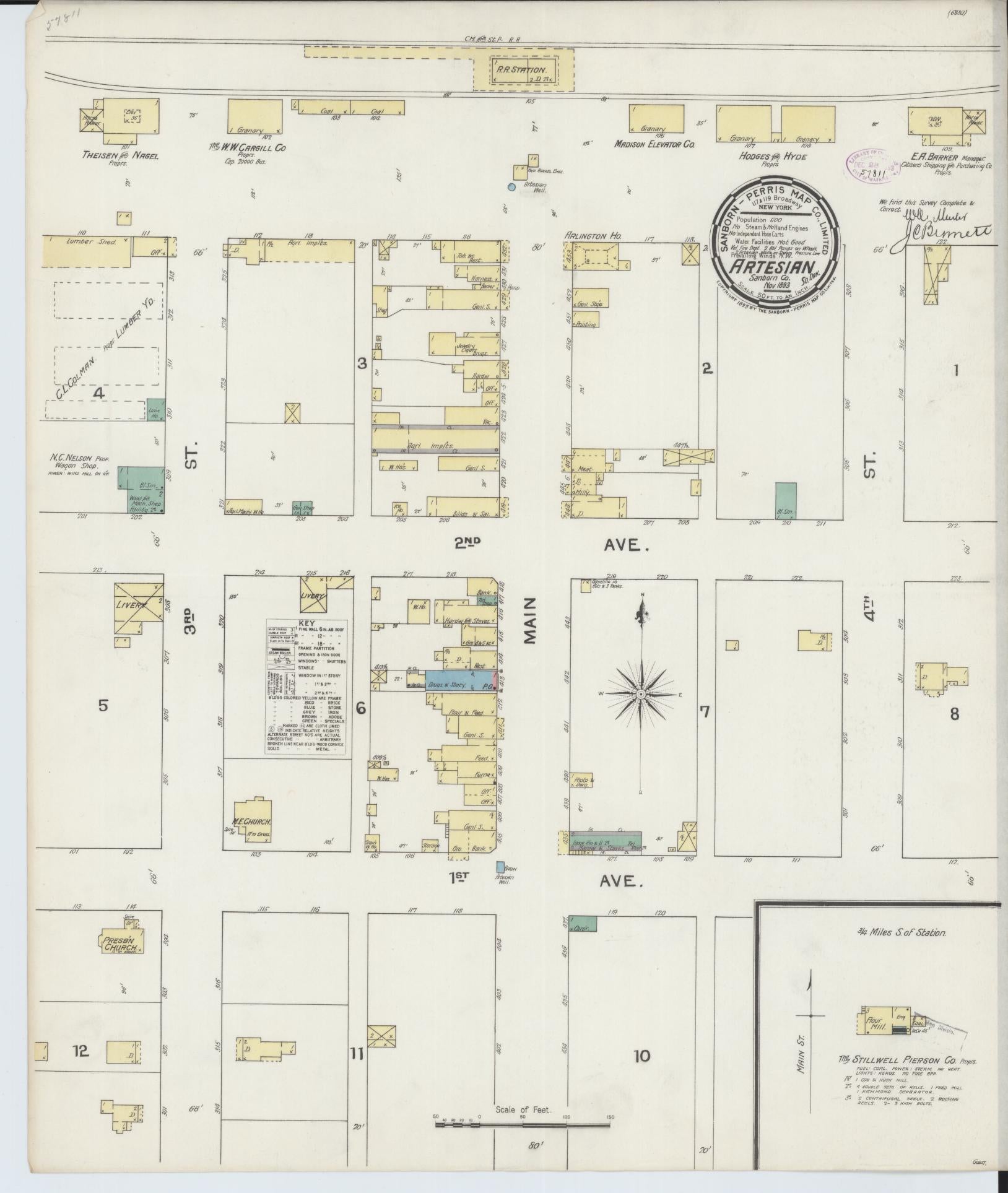 Sanborn Fire Insurance Map from Artesian, Sanborn County, South Dakota (1893), Sheet #0001 - Historic Sanborn Fire Insurance Map Print, vintage old map wall art, antique decor, genealogy gift, South Dakota South Dakota map