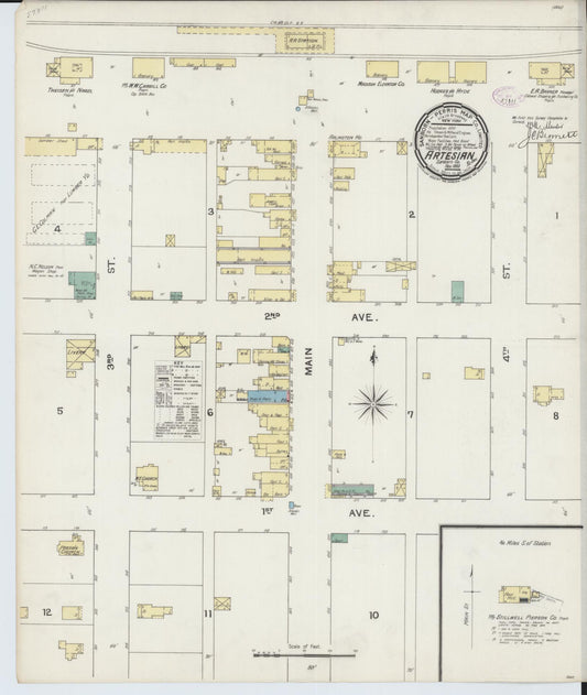 Sanborn Fire Insurance Map from Artesian, Sanborn County, South Dakota (1893), Sheet #0001 - Historic Sanborn Fire Insurance Map Print, vintage old map wall art, antique decor, genealogy gift, South Dakota South Dakota map