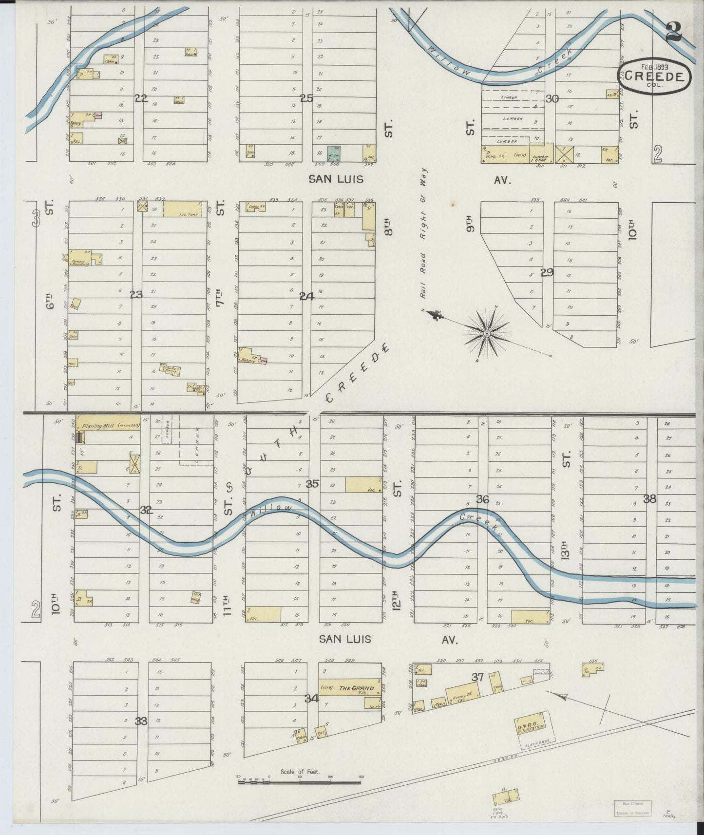 Sanborn Fire Insurance Map from Creede, Mineral County, Colorado (1893), Sheet #0002 - Complete Map Set gallery image, historic Sanborn map, vintage wall art, Colorado Colorado