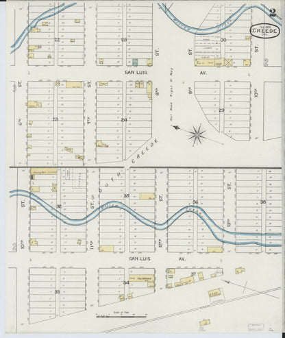 Sanborn Fire Insurance Map from Creede, Mineral County, Colorado (1893), Sheet #0002 - Complete Map Set gallery image, historic Sanborn map, vintage wall art, Colorado Colorado