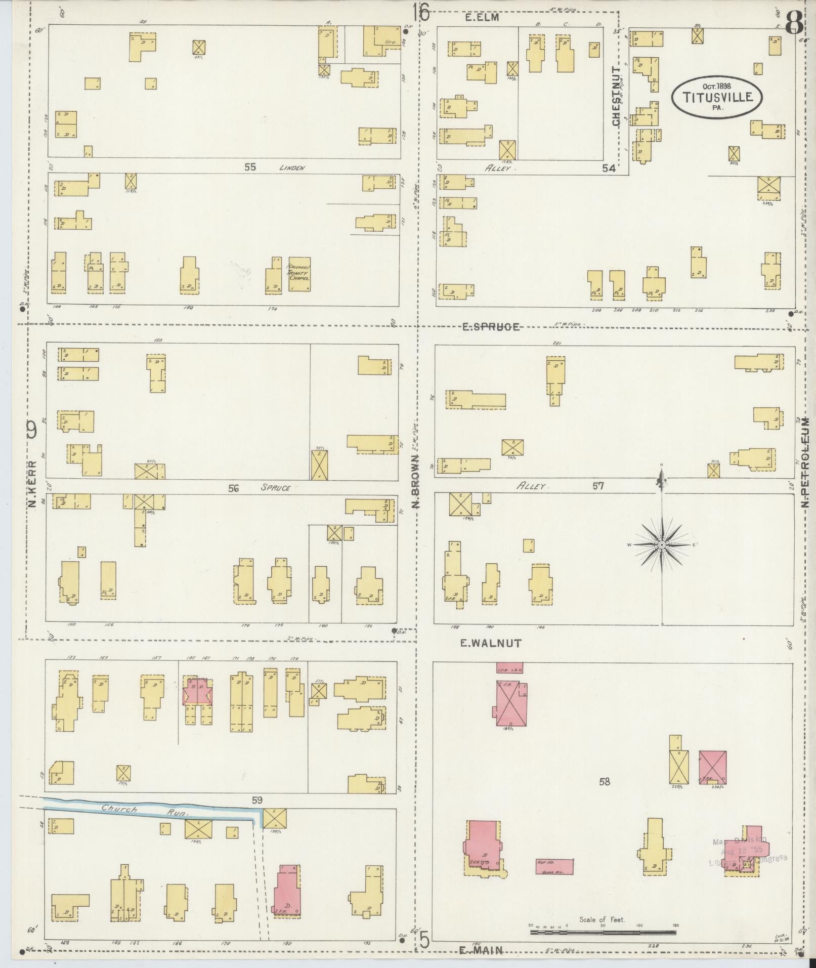 Sanborn Fire Insurance Map from Titusville, Crawford County, Pennsylvania (1898), Sheet #0008 - Complete Map Set gallery image, historic Sanborn map, vintage wall art, Pennsylvania Pennsylvania