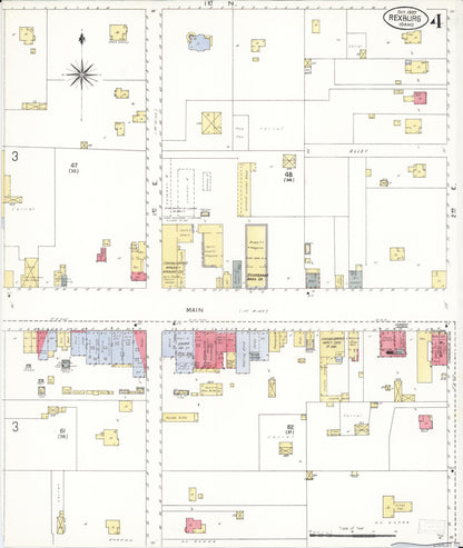 Sanborn Fire Insurance Map from Rexburg, Madison County, Idaho (1907), Sheet #0004 - Complete Map Set gallery image, historic Sanborn map, vintage wall art, Idaho Idaho