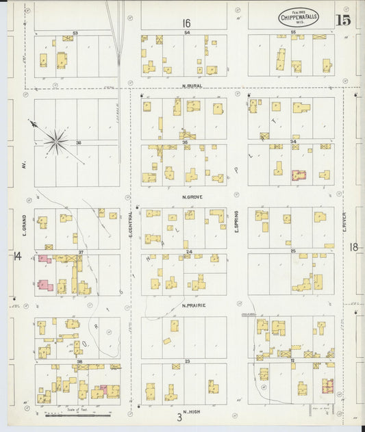 Sanborn Fire Insurance Map from Chippewa Falls, Chippewa County, Wisconsin (1903), Sheet #0015 - Historic Sanborn Fire Insurance Map Print, vintage old map wall art, antique decor, genealogy gift, Wisconsin Wisconsin map