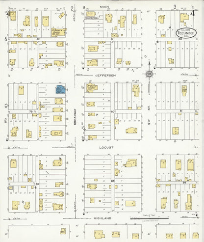 Sanborn Fire Insurance Map from Tecumseh, Pottawatomie County, Oklahoma (1926), Sheet #0004 - Complete Map Set gallery image, historic Sanborn map, vintage wall art, Oklahoma Oklahoma