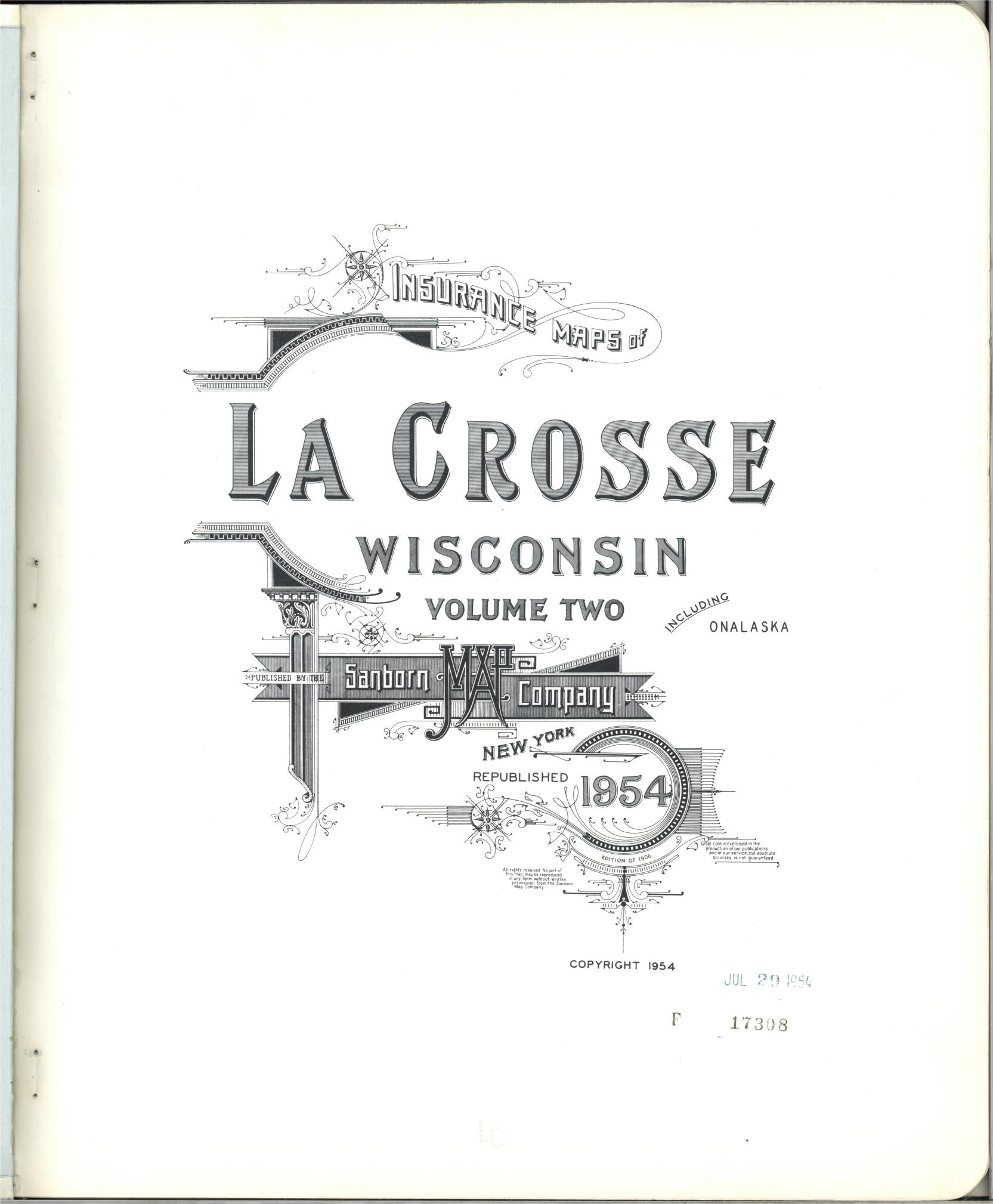 Sanborn Fire Insurance Map from La Crosse, La Crosse County, Wisconsin (1954), Sheet #0001 - Historic Sanborn Fire Insurance Map Print, vintage old map wall art, antique decor, genealogy gift, Wisconsin Wisconsin map
