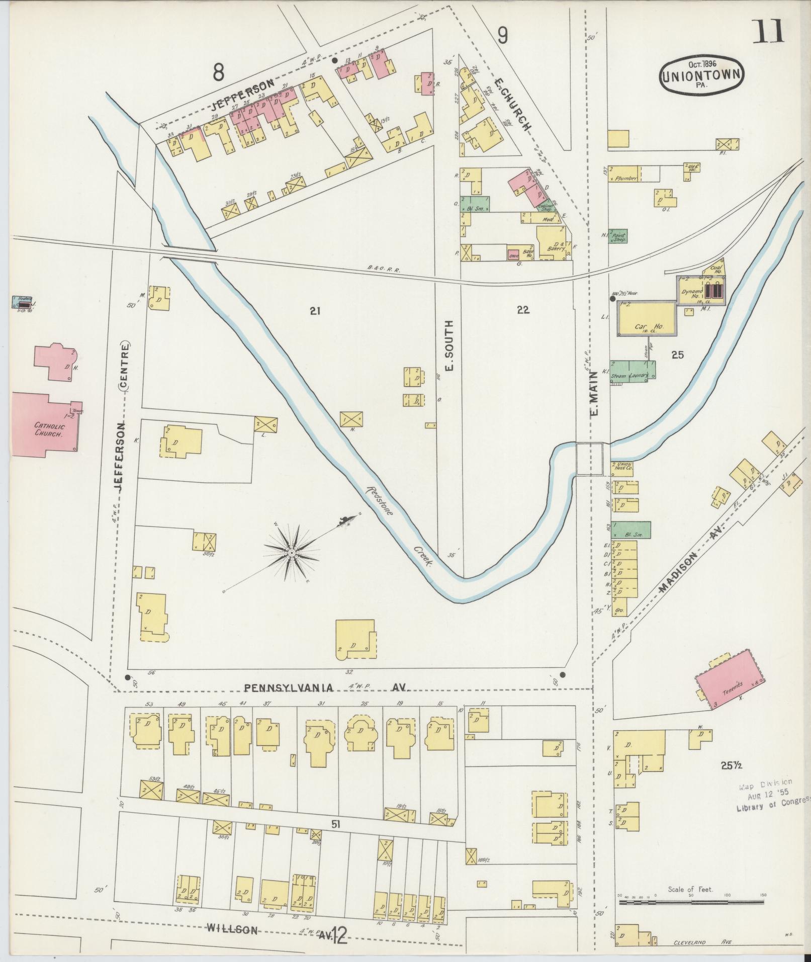 Sanborn Fire Insurance Map from Uniontown, Fayette County, Pennsylvania (1896), Sheet #0011 - Complete Map Set gallery image, historic Sanborn map, vintage wall art, Pennsylvania Pennsylvania