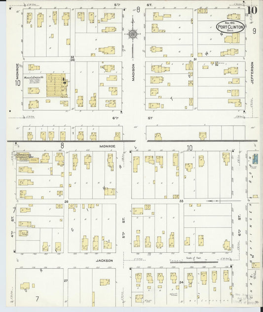 Sanborn Fire Insurance Map from Port Clinton, Ottawa County, Ohio (1910), Sheet #0010 - Historic Sanborn Fire Insurance Map Print, vintage old map wall art, antique decor, genealogy gift, Ohio Ohio map