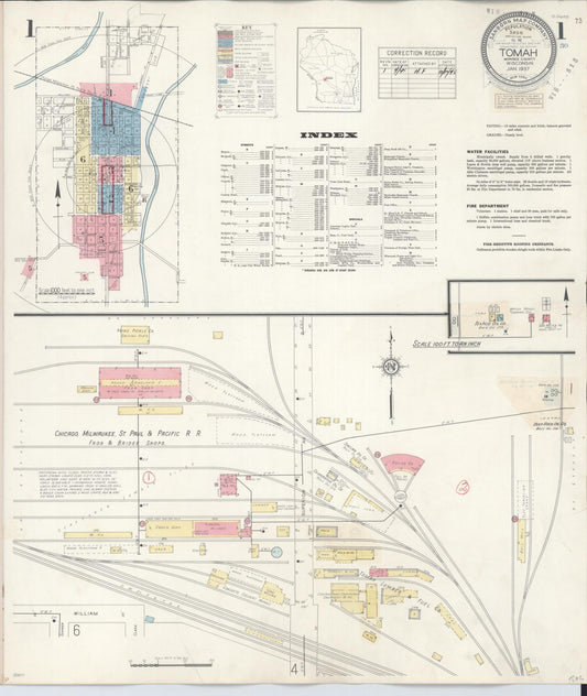 Sanborn Fire Insurance Map from Tomah, Monroe County, Wisconsin (1944), Sheet #0001 - Complete Map Set gallery image, historic Sanborn map, vintage wall art, Wisconsin Wisconsin