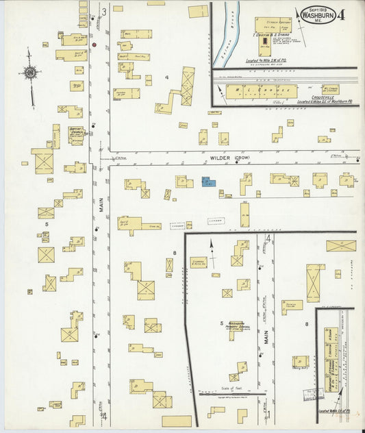 Sanborn Fire Insurance Map from Washburn, Aroostook County, Maine (1919), Sheet #0004 - Historic Sanborn Fire Insurance Map Print, vintage old map wall art, antique decor, genealogy gift, Maine Maine map
