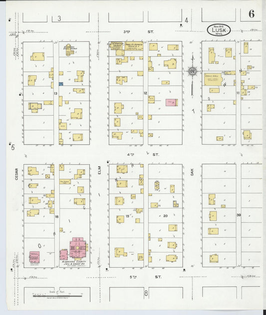 Sanborn Fire Insurance Map from Lusk, Niobrara County, Wyoming (1919), Sheet #0006 - Historic Sanborn Fire Insurance Map Print, vintage old map wall art, antique decor, genealogy gift, Wyoming Wyoming map