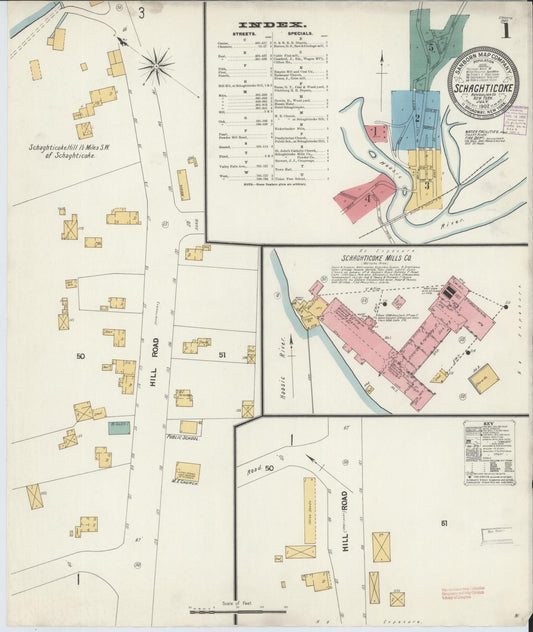 Sanborn Fire Insurance Map from Schaghticoke, Rensselaer County, New York (1902), Sheet #0001 - Complete Map Set gallery image, historic Sanborn map, vintage wall art, New York New York