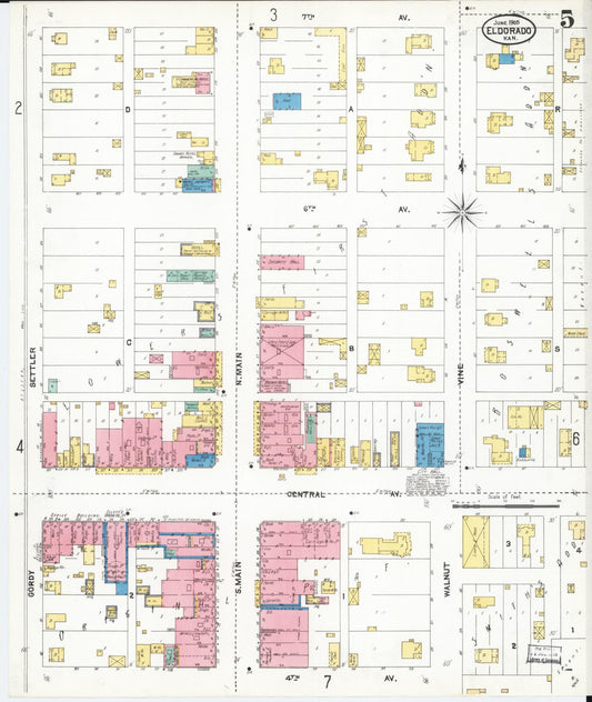 Sanborn Fire Insurance Map from El Dorado, Butler County, Kansas (1905), Sheet #0005 - Historic Sanborn Fire Insurance Map Print, vintage old map wall art, antique decor, genealogy gift, Kansas Kansas map