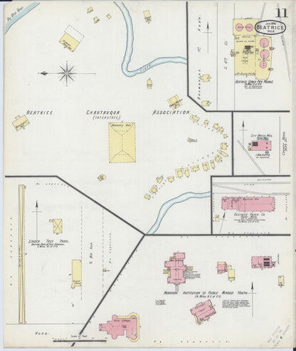 Sanborn Fire Insurance Map from Beatrice, Gage County, Nebraska (1896), Sheet #0011 - Complete Map Set gallery image, historic Sanborn map, vintage wall art, Nebraska Nebraska