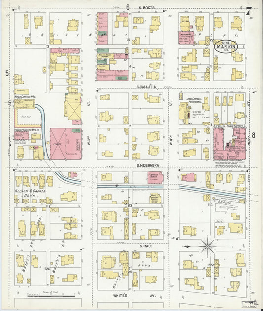 Sanborn Fire Insurance Map from Marion, Grant County, Indiana (1901), Sheet #0007 - Historic Sanborn Fire Insurance Map Print, vintage old map wall art, antique decor, genealogy gift, Indiana Indiana map