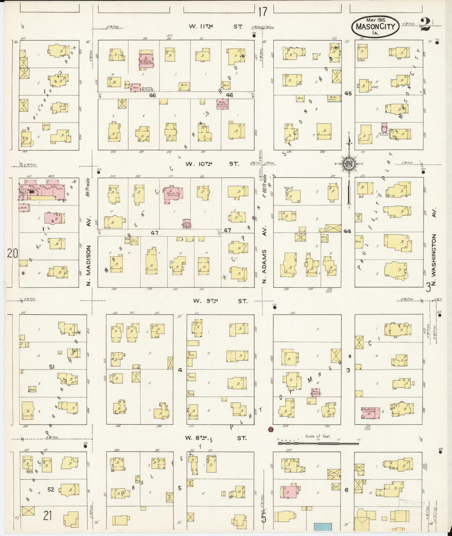 Sanborn Fire Insurance Map from Mason City, Cerro Gordo County, Iowa (1915), Sheet #0002 - Historic Sanborn Fire Insurance Map Print