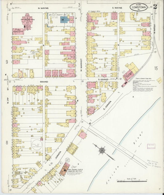 Sanborn Fire Insurance Map from Lewistown, Mifflin County, Pennsylvania (1910), Sheet #0002 - Historic Sanborn Fire Insurance Map Print, vintage old map wall art, antique decor, genealogy gift, Pennsylvania Pennsylvania map