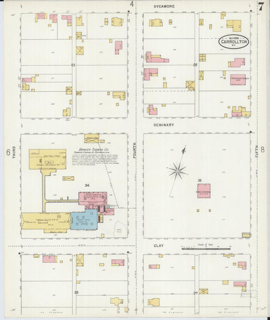 Sanborn Fire Insurance Map from Carrollton, Carroll County, Kentucky (1898), Sheet #0007 - Historic Sanborn Fire Insurance Map Print, vintage old map wall art, antique decor, genealogy gift, Kentucky Kentucky map
