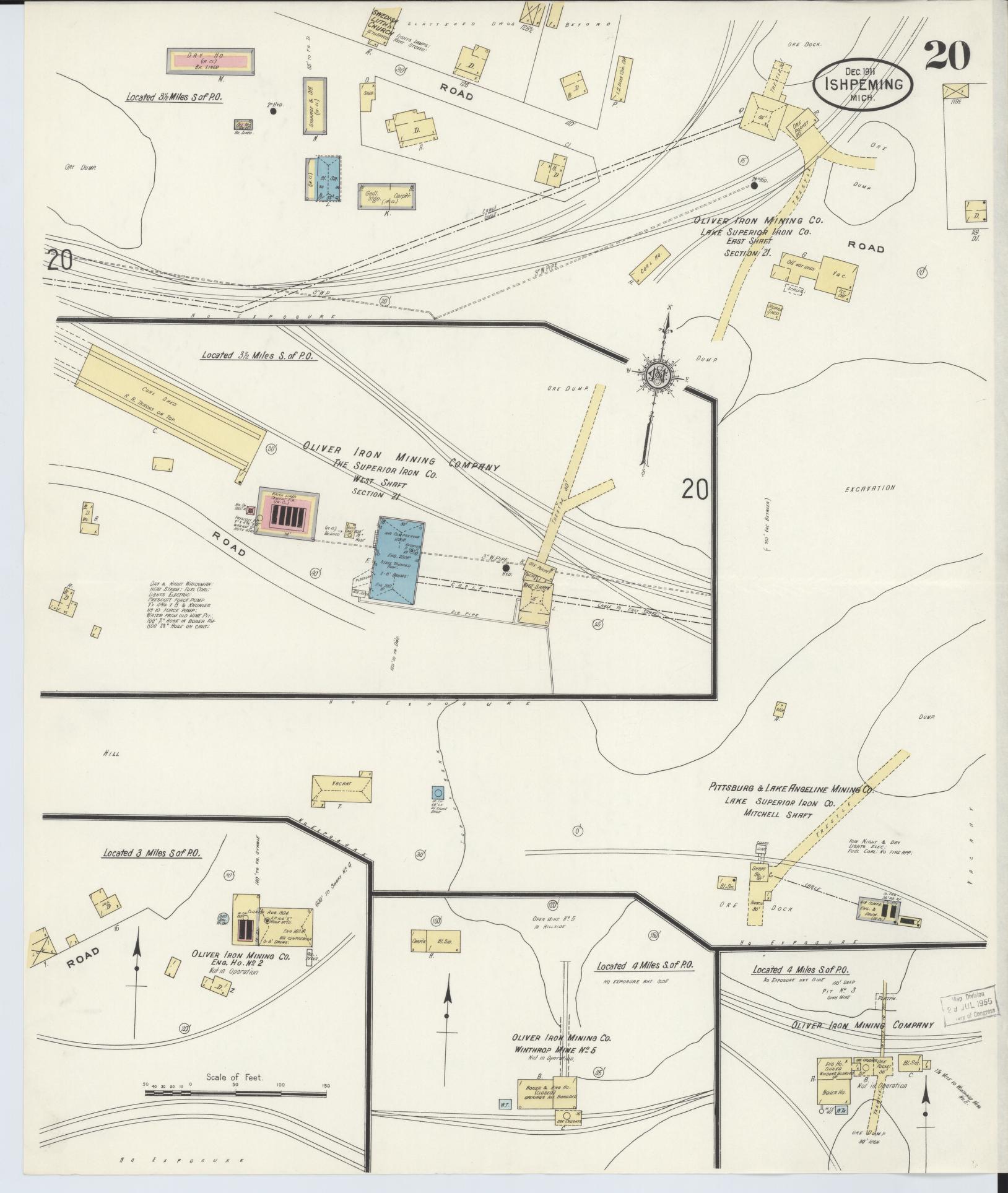 Sanborn Fire Insurance Map from Ishpeming, Marquette County, Michigan (1911), Sheet #0020 - Complete Map Set gallery image, historic Sanborn map, vintage wall art, Michigan Michigan