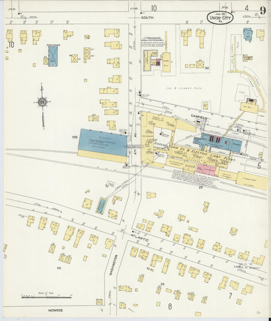 Sanborn Fire Insurance Map from Union City, Erie County, Pennsylvania (1911), Sheet #0009 - Historic Sanborn Fire Insurance Map Print, vintage old map wall art, antique decor, genealogy gift, Pennsylvania Pennsylvania map