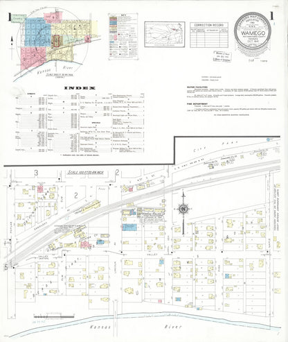 Sanborn Fire Insurance Map from Wamego, Pottawatomie County, Kansas (1941), Sheet #0001 - Complete Map Set gallery image, historic Sanborn map, vintage wall art, Kansas Kansas