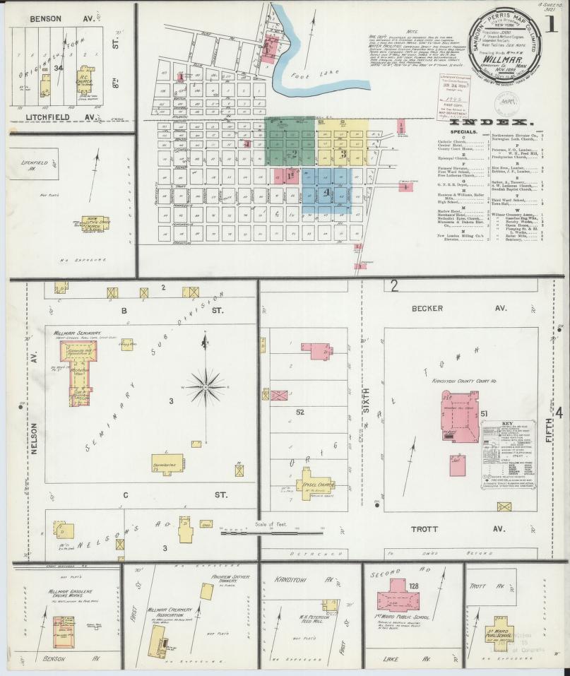 Sanborn Fire Insurance Map from Willmar, Kandiyohi County, Minnesota. (1899) – Map View