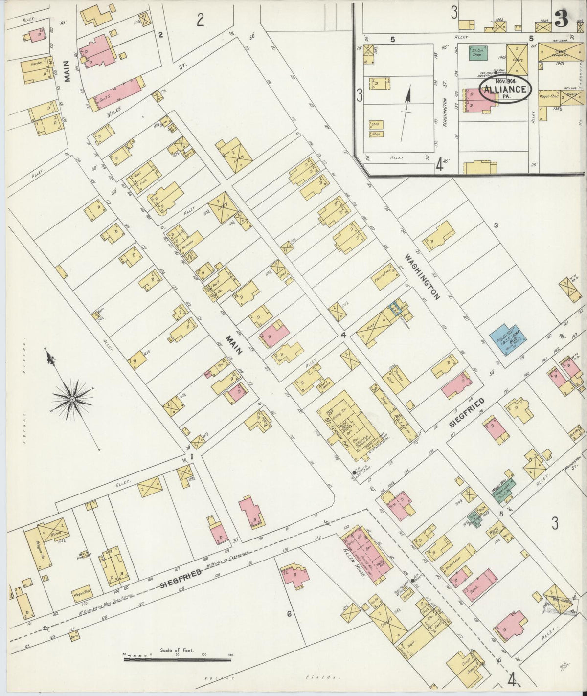 Sanborn Fire Insurance Map from Alliance, Northampton County, Pennsylvania (1904), Sheet #0003 - Complete Map Set gallery image, historic Sanborn map, vintage wall art, Pennsylvania Pennsylvania
