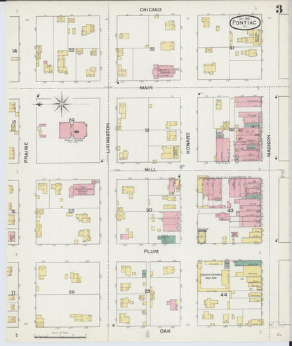 Sanborn Fire Insurance Map from Pontiac, Livingston County, Illinois (1892), Sheet #0003 - Complete Map Set gallery image, historic Sanborn map, vintage wall art, Illinois Illinois