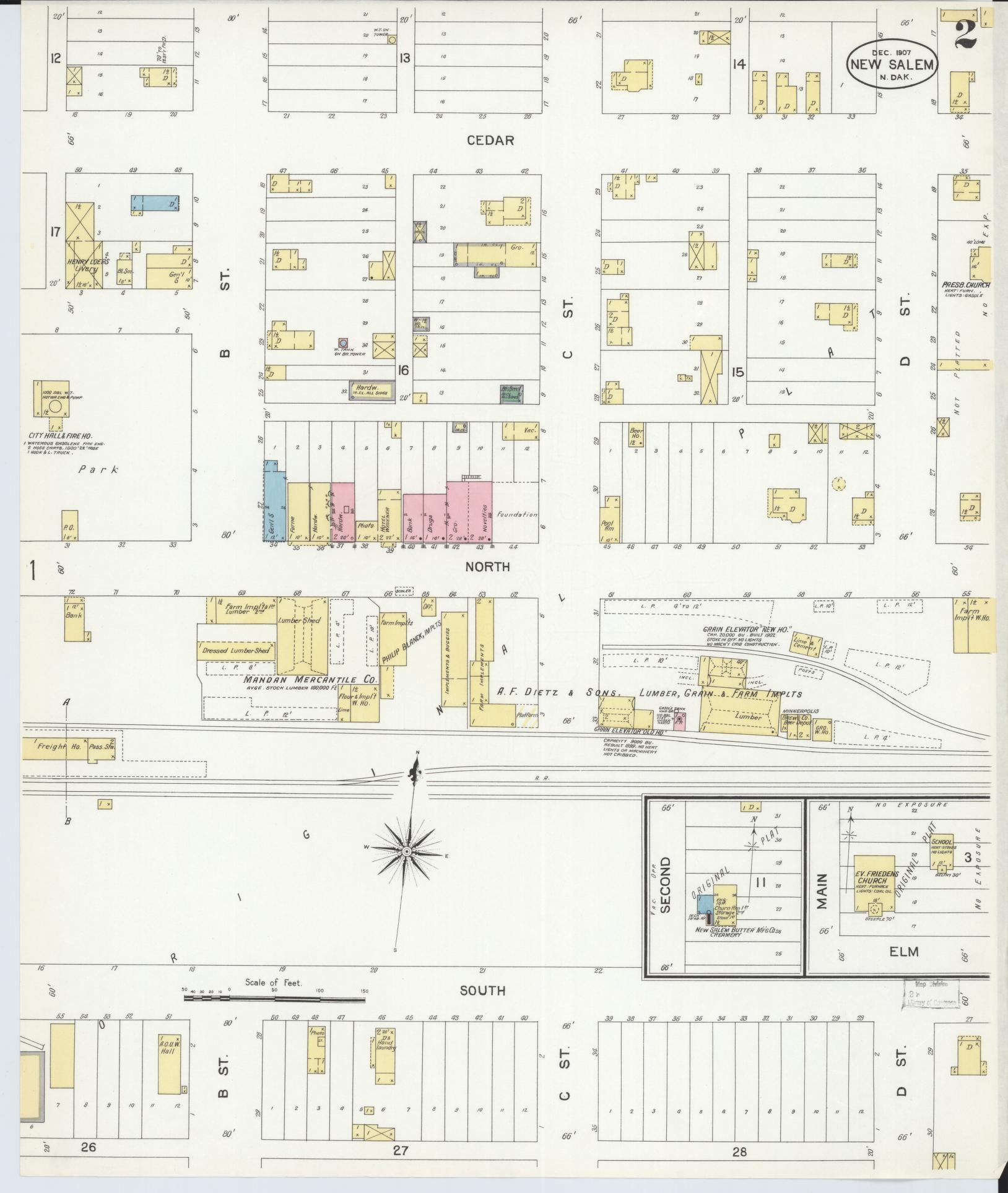 Sanborn Fire Insurance Map from New Salem, Morton County, North Dakota (1908), Sheet #0002 - Complete Map Set gallery image, historic Sanborn map, vintage wall art, North Dakota North Dakota