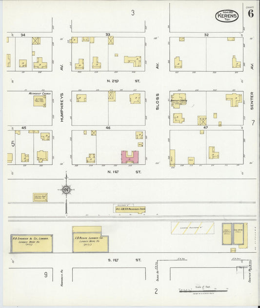 Sanborn Fire Insurance Map from Kerens, Navarro County, Texas (1921), Sheet #0006 - Historic Sanborn Fire Insurance Map Print, vintage old map wall art, antique decor, genealogy gift, Texas Texas map
