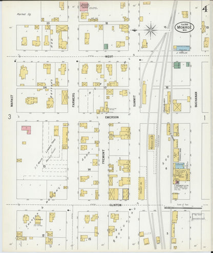 Sanborn Fire Insurance Map from Monroe, Green County, Wisconsin (1900), Sheet #0004 - Complete Map Set gallery image, historic Sanborn map, vintage wall art, Wisconsin Wisconsin
