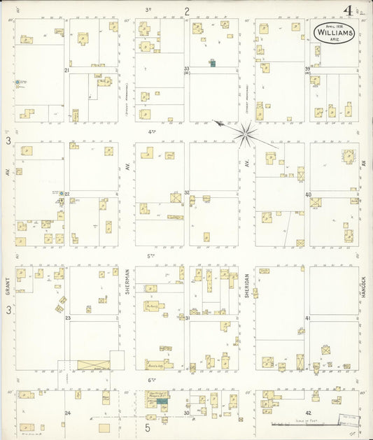 Sanborn Fire Insurance Map from Williams, Coconino County, Arizona (1898), Sheet #0004 - Historic Sanborn Fire Insurance Map Print, vintage old map wall art, antique decor, genealogy gift, Arizona Arizona map