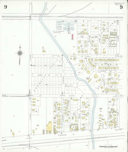 Sanborn Fire Insurance Map from Pasadena, Harris County, Texas (1943), Sheet #0009 - Complete Map Set gallery image, historic Sanborn map, vintage wall art, Texas Texas