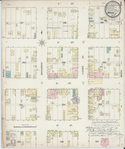 Sanborn Fire Insurance Map from Wahoo, Saunders County, Nebraska (1887), Sheet #0001 - Complete Map Set gallery image, historic Sanborn map, vintage wall art, Nebraska Nebraska